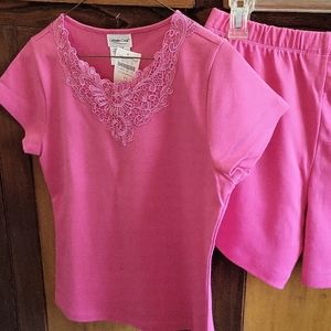 Coldwater Creek Top & Shorts Set. Pink.  Petite Small. NWT